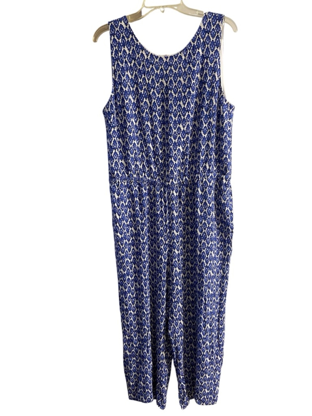 Talbots Blue and White Sleeveless Printed Jumpsuit Sz 16 - Picture 1 of 7